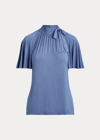 Ralph Lauren Jersey Tie-Neck Top Dame Danmark (OHBMU1790)